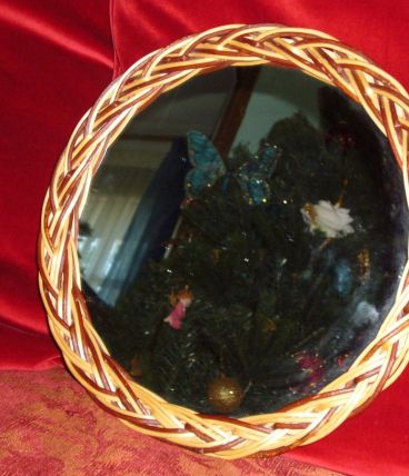Miroir vintage en osier