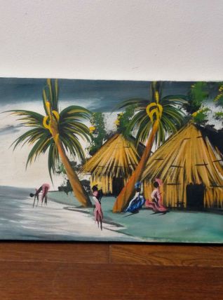 Peinture huile sur toile style Tiki 