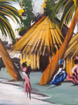 Peinture huile sur toile style Tiki 