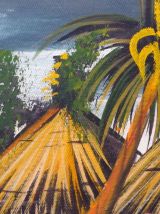 Peinture huile sur toile style Tiki 