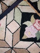 Tapis ancien Américain Hooked fait main, 1C774