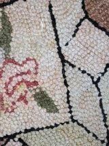 Tapis ancien Américain Hooked fait main, 1C774