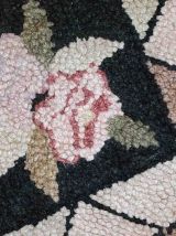 Tapis ancien Américain Hooked fait main, 1C774