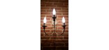 4 appliques KERIA 3 branches ivoire et or
