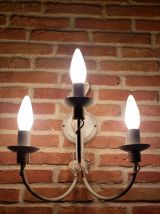 4 appliques KERIA 3 branches ivoire et or