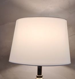 grande lampe de luxe  1980 ceramique chrome or abat jour bla