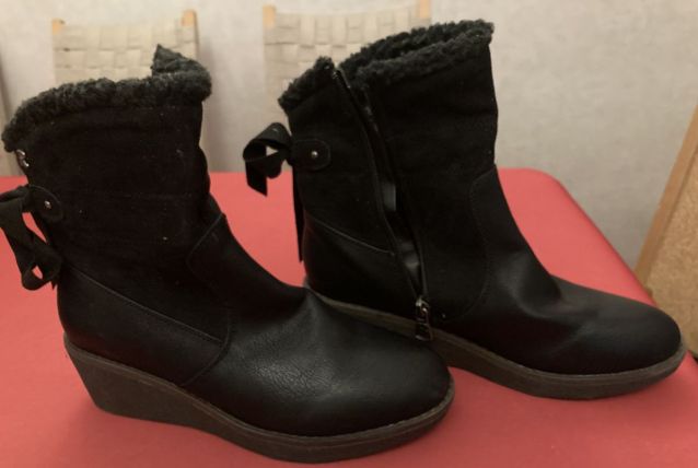 BOTTINES COMPENSEES CUIR  NOIR 38