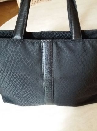 Sac Lancel en tissu et cuir noir