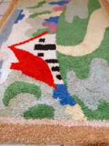 Tapis vintage Américain Hooked fait main, 1C676