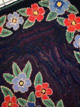 Tapis ancien Américain Hooked fait main, 1C677