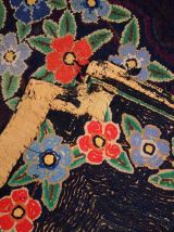 Tapis ancien Américain Hooked fait main, 1C677
