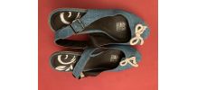 SANDALES COMPENSEES TOILE BLEU 38 
