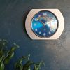 Horloge formica vintage pendule silencieuse Jaz argent bleu