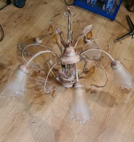 lustre   fleural  5 tulipes 1980 avec jolie patine bon etat 