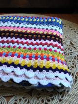 Couverture en laine en crochet - Années 70
