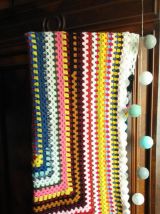 Couverture en laine en crochet - Années 70