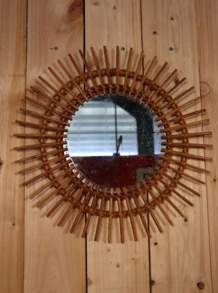 Miroir Soleil Rotin 