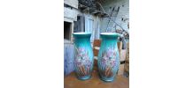 Jolie paire de vases en opaline verre 