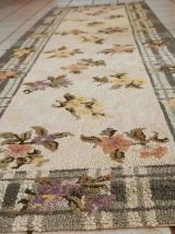 Tapis vintage Américain Hooked fait main, 1C701