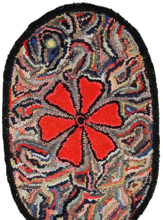 Tapis ancien Américain Hooked fait main, 1C702