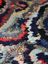 Tapis ancien Américain Hooked fait main, 1C702