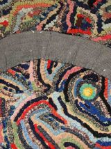 Tapis ancien Américain Hooked fait main, 1C702
