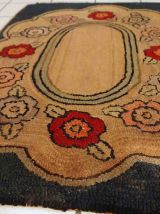 Tapis ancien Américain Hooked fait main, 1C703