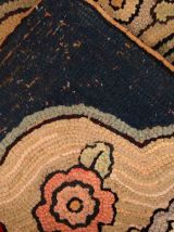 Tapis ancien Américain Hooked fait main, 1C703