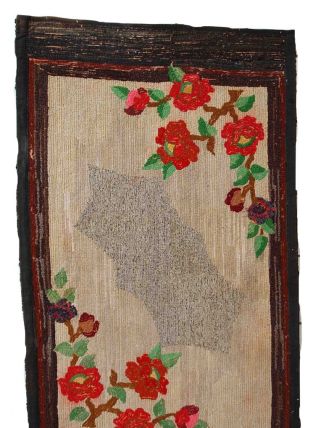 Tapis ancien Américain Hooked fait main, 1C705