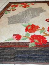 Tapis ancien Américain Hooked fait main, 1C705