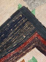 Tapis ancien Américain Hooked fait main, 1C705