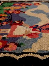 Tapis ancien Américain Hooked fait main, 1C708