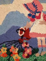 Tapis ancien Américain Hooked fait main, 1C708