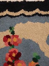 Tapis ancien Américain Hooked fait main, 1C708