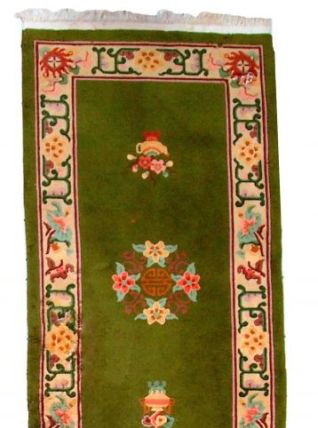 Tapis vintage Chinois Art Deco fait main, 1C744