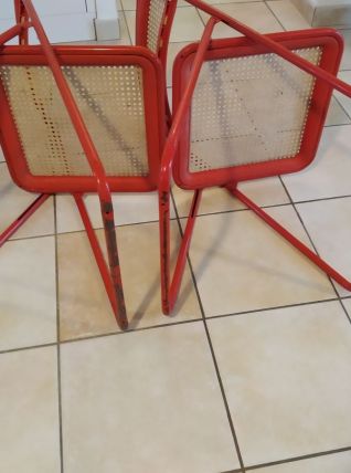 2 chaises Nic Cormano, pliables, métal, années 70.