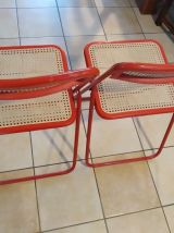 2 chaises Nic Cormano, pliables, métal, années 70.