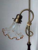 Lampe en laiton et tulipe en verre (style art déco)