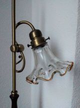 Lampe en laiton et tulipe en verre (style art déco)