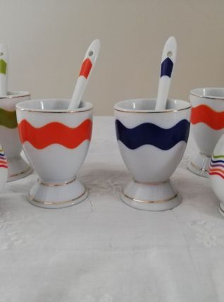 Ensemble coquetiers, sel/poivre porcelaine