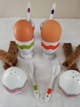 Ensemble coquetiers, sel/poivre porcelaine