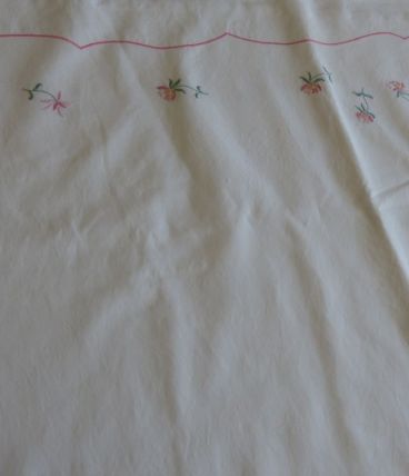 Drap brodé main métis blanc pour lit 140