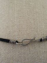 Collier artisanat Pérou malachite et bambou Vintage