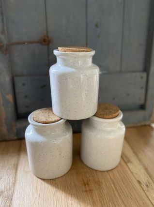 Trio de pots en grès crème moucheté