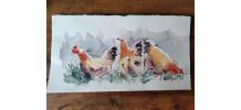 Aquarelle poules