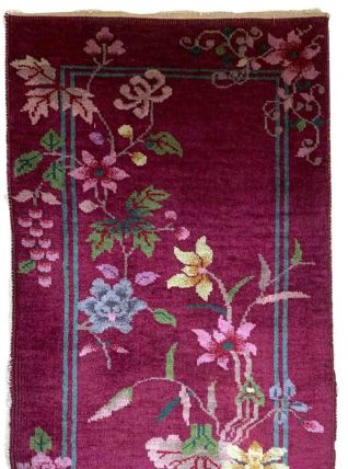 Tapis ancien Chinois Art Deco fait main, 1B877