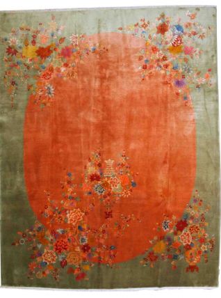 Tapis ancien Chinois Art Deco fait main, 1B883