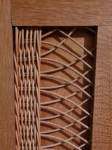 Meuble secrétaire armoire bois rotin vintage