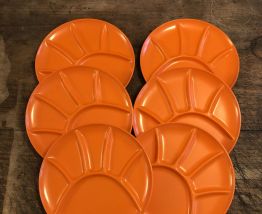 6 assiettes à fondue vintage