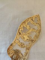 Pelle à tarte ancienne en argent massif et vermeil ciselée 